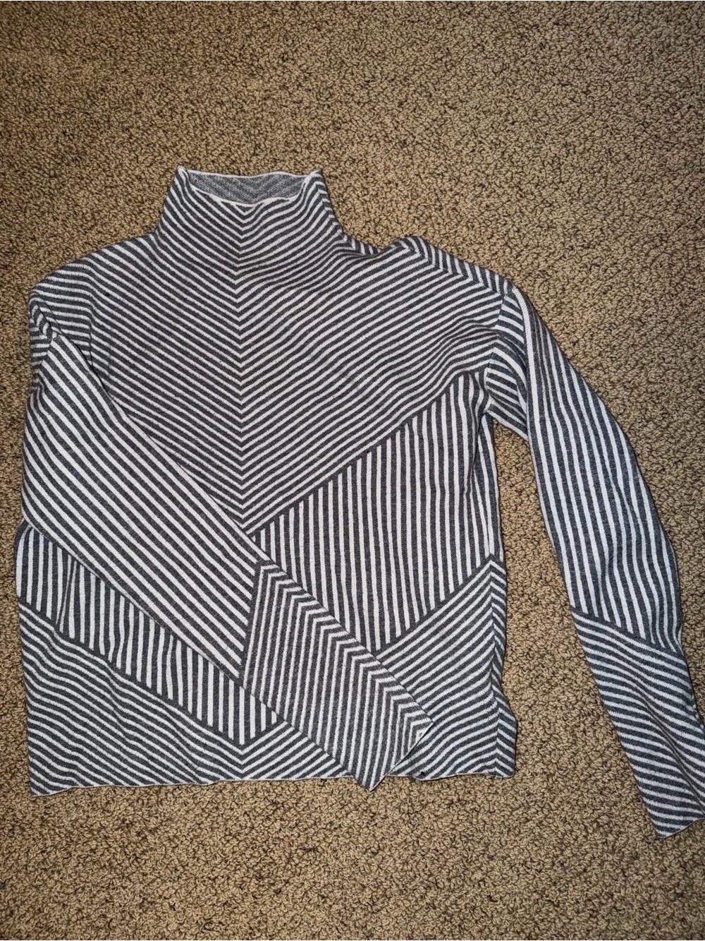 Cynthia Rowley Gray and White Striped Turtleneck